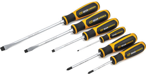 GearWrench 80050H PG157 - 6-PC COMBINATION SCREWDRIVER SET, (2) PHILLIPS: #1, #2, (4) SLOTTED: 1/8", 1/4", 5/16", 3/8" - MPR Tools & Equipment