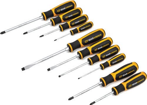 GearWrench 80060H PG158 - 10-PC COMBINATION SCREWDRIVER SET, (2) PHILLIPS: #1, #2, (4) SLOTTED: 1/8"-5/16", (4) POZIDRIV: #0, #1, #2, #3 - MPR Tools & Equipment