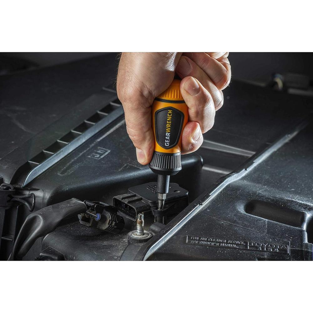 GearWrench 80061R 6-in-1 Stubby Ratcheting Multi-Bit Driver