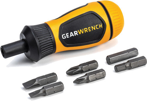 GearWrench 80061R PG410 - 6-IN-1 STUBBY RATCHETING MULTI-BIT DRIVER, PHILLIPS, SLOTTED, TORX - MPR Tools & Equipment