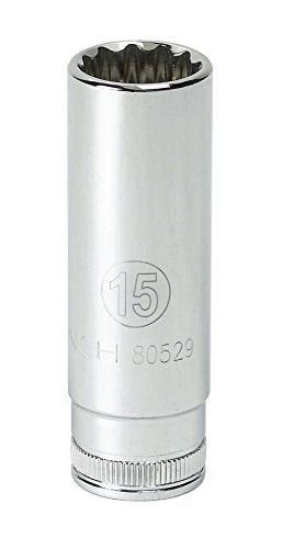 GearWrench 80529 3/8" Drive Deep Metric Socket 15mm, 12 Point - MPR Tools & Equipment