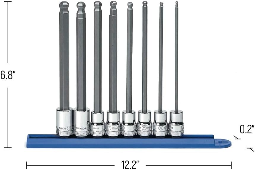 GearWrench 80573 8 Pc. 3/8" Drive Long Ball End Hex Bit Metric Socket Set