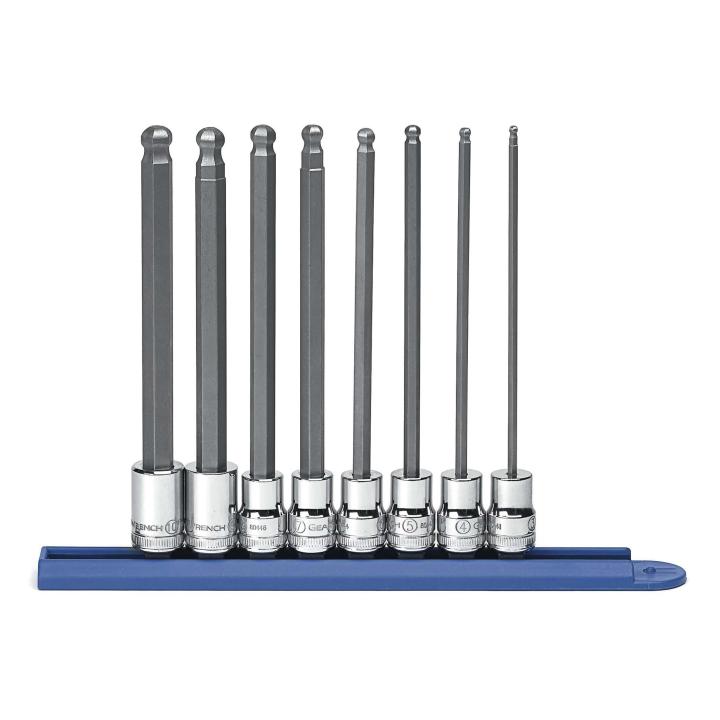 GearWrench 80573 8 Pc. 3/8" Drive Long Ball End Hex Bit Metric Socket Set - MPR Tools & Equipment