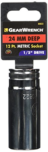 GearWrench 80822 1/2" Drive Deep Metric Socket 24mm, 12 Point - MPR Tools & Equipment