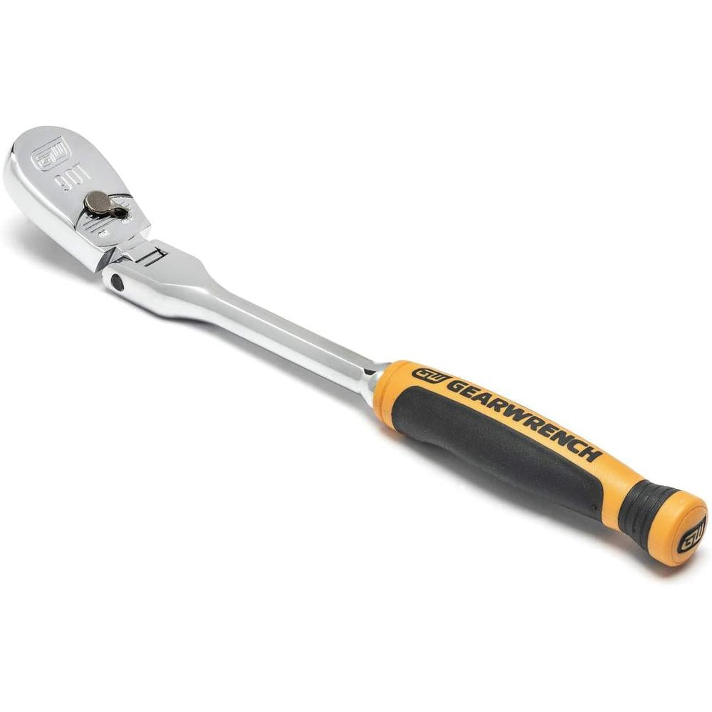 GearWrench 81009T 1/4" Drive 90-Tooth 8" Dual Material Flex Head Teardrop Ratchet