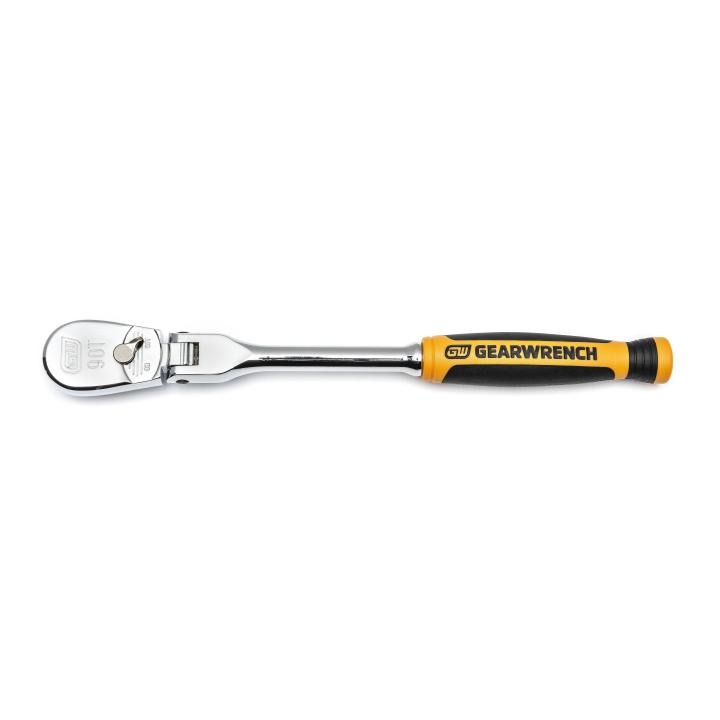 GearWrench 81009T 1/4" Drive 90-Tooth 8" Dual Material Flex Head Teardrop Ratchet - MPR Tools & Equipment