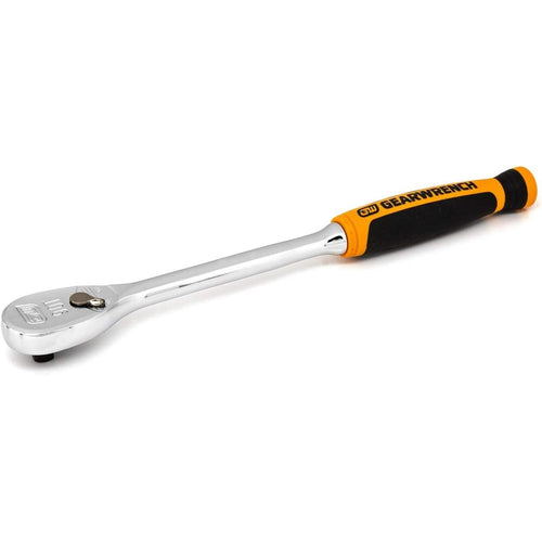 GearWrench 81029T 1/4" Drive 90-Tooth Long Handle Dual Material Teardrop Ratchet
