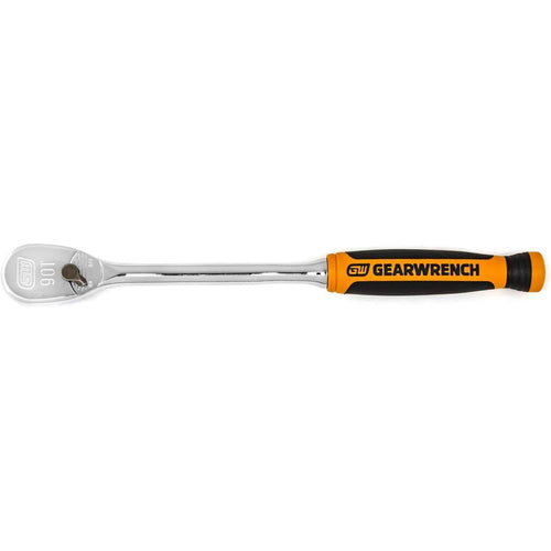 GearWrench 81029T 1/4" Drive 90-Tooth Long Handle Dual Material Teardrop Ratchet