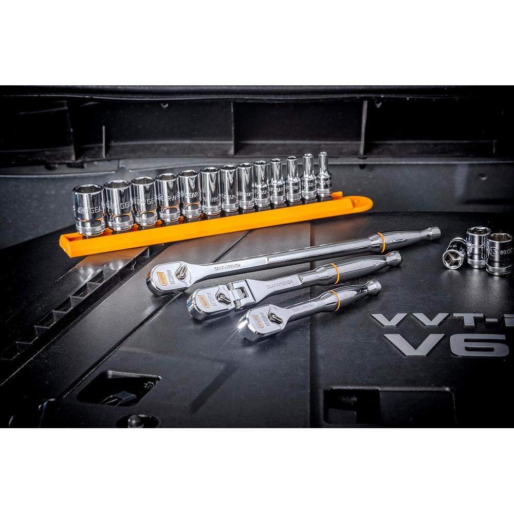 GearWrench 81034XP 1/4" Drive 120XP Full Polish Chrome Extra Long Handle Teardrop Ratchet