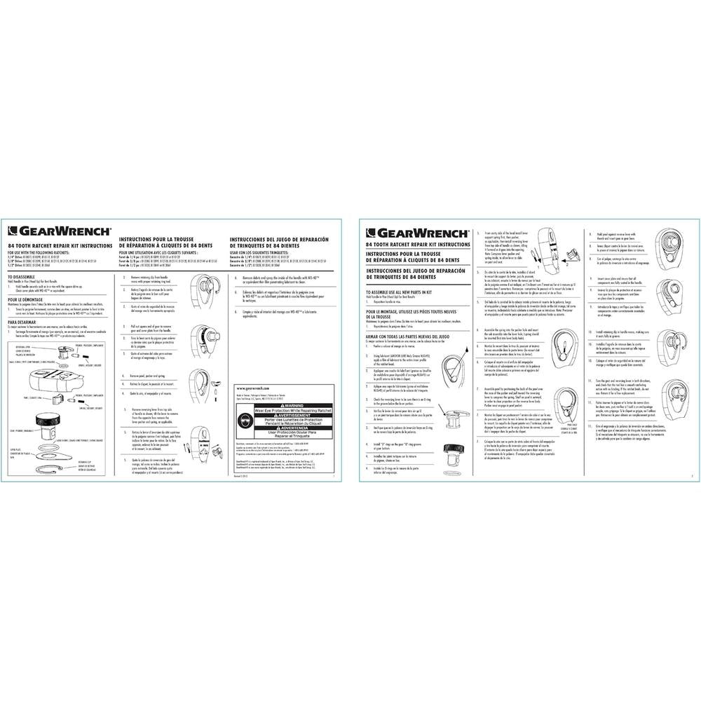 GearWrench 81099F RAT REP KIT NON-QR 1/4DR