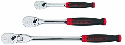 GearWrench 81203F 3 Pc. 1/4" & 3/8" Drive 84 Tooth Dual Material Flex Head Teardrop Ratchet Set - MPR Tools & Equipment