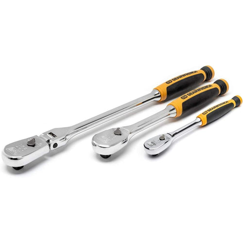 GearWrench 81203T 3pc 1/4" & 3/8" Drive 90-Tooth Cushion Grip Mixed Ratchet Set