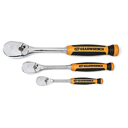 GearWrench 81207T 1/4", 3/8" & 1/2" Drive 90 Tooth Cushion Grip 3 Pc. Ratchet Set - MPR Tools & Equipment