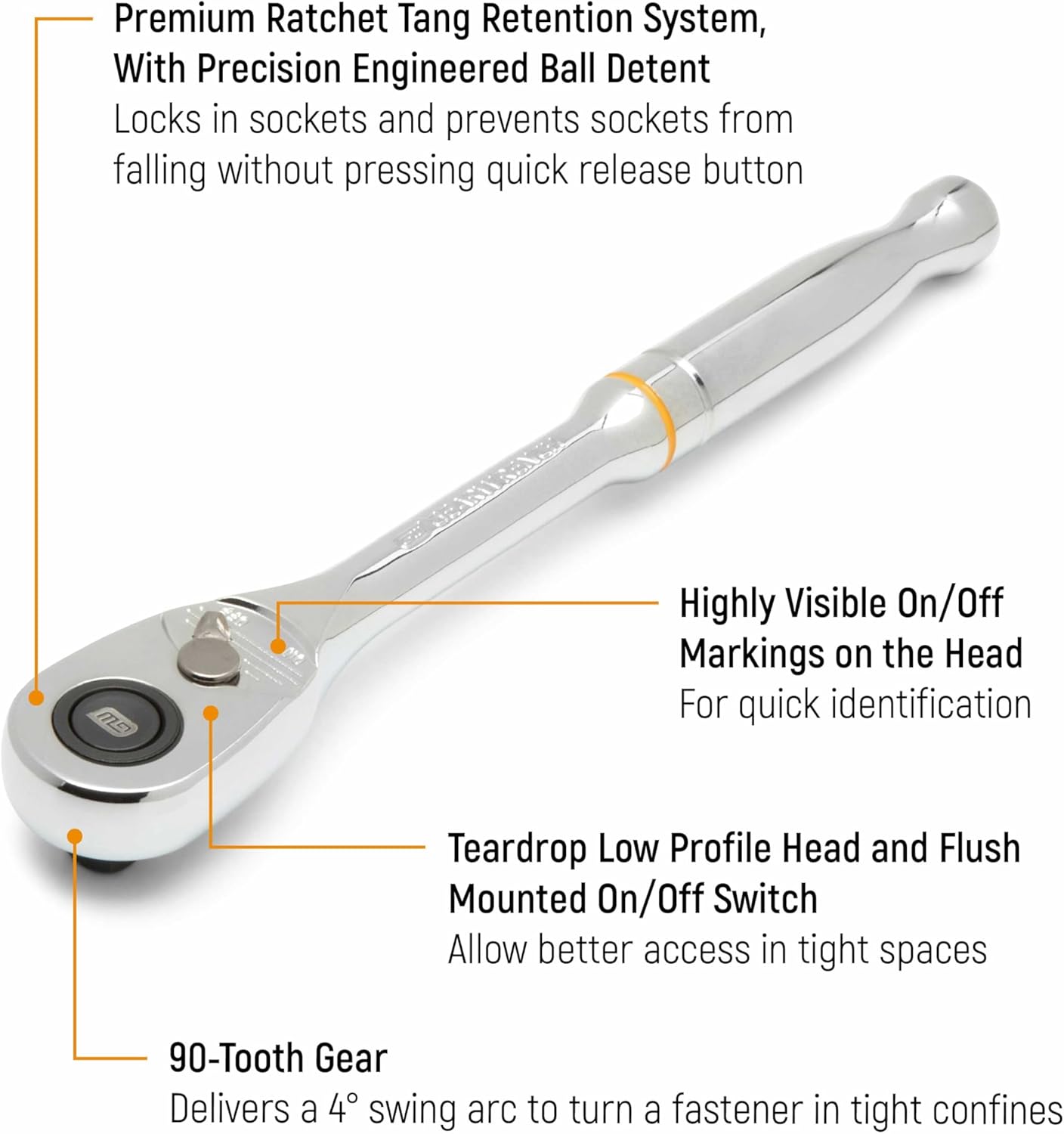 GearWrench 81218T 3/8" Drive 90-Tooth Quick Release Teardrop Ratchet