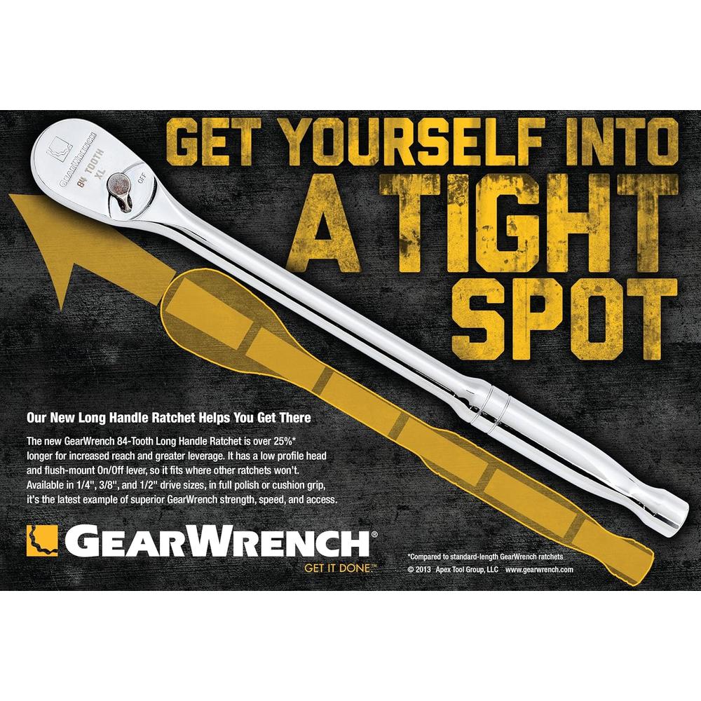 GearWrench 81268 2 Pc. 1/4" & 3/8" Drive Long Handle Teardrop Ratchet Set,84 Tooth