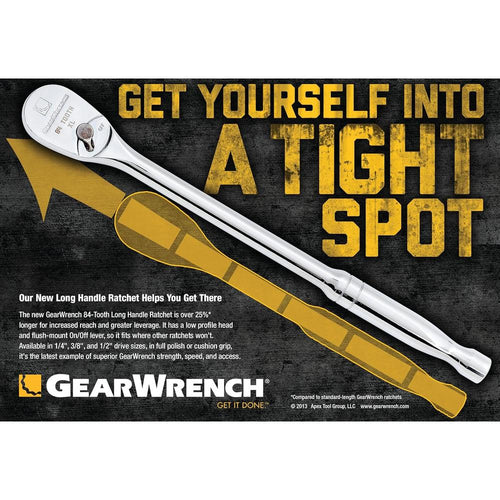 GearWrench 81268 2 Pc. 1/4" & 3/8" Drive Long Handle Teardrop Ratchet Set,84 Tooth