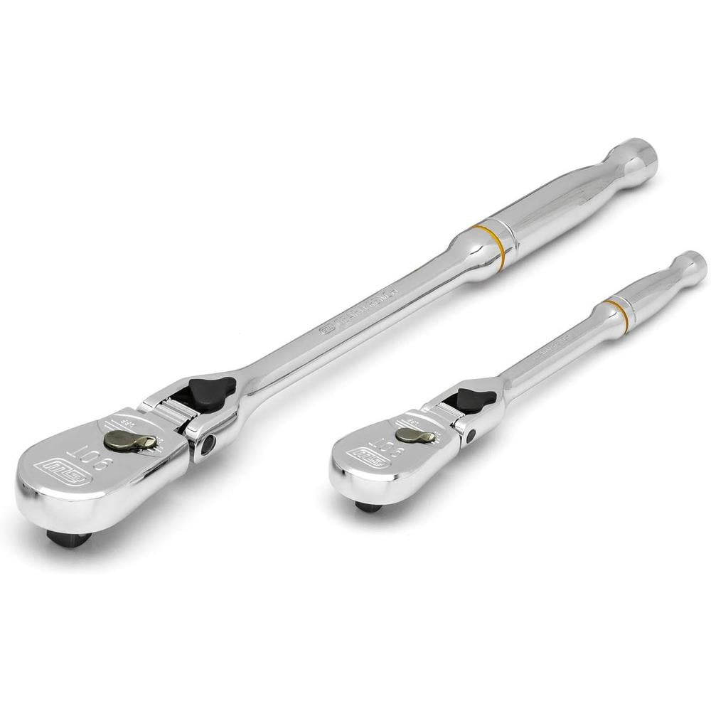 GearWrench 81274T 2 Pc. 1/4" & 3/8" Drive 90-Tooth Locking Flex Head Teardrop Ratchet Set