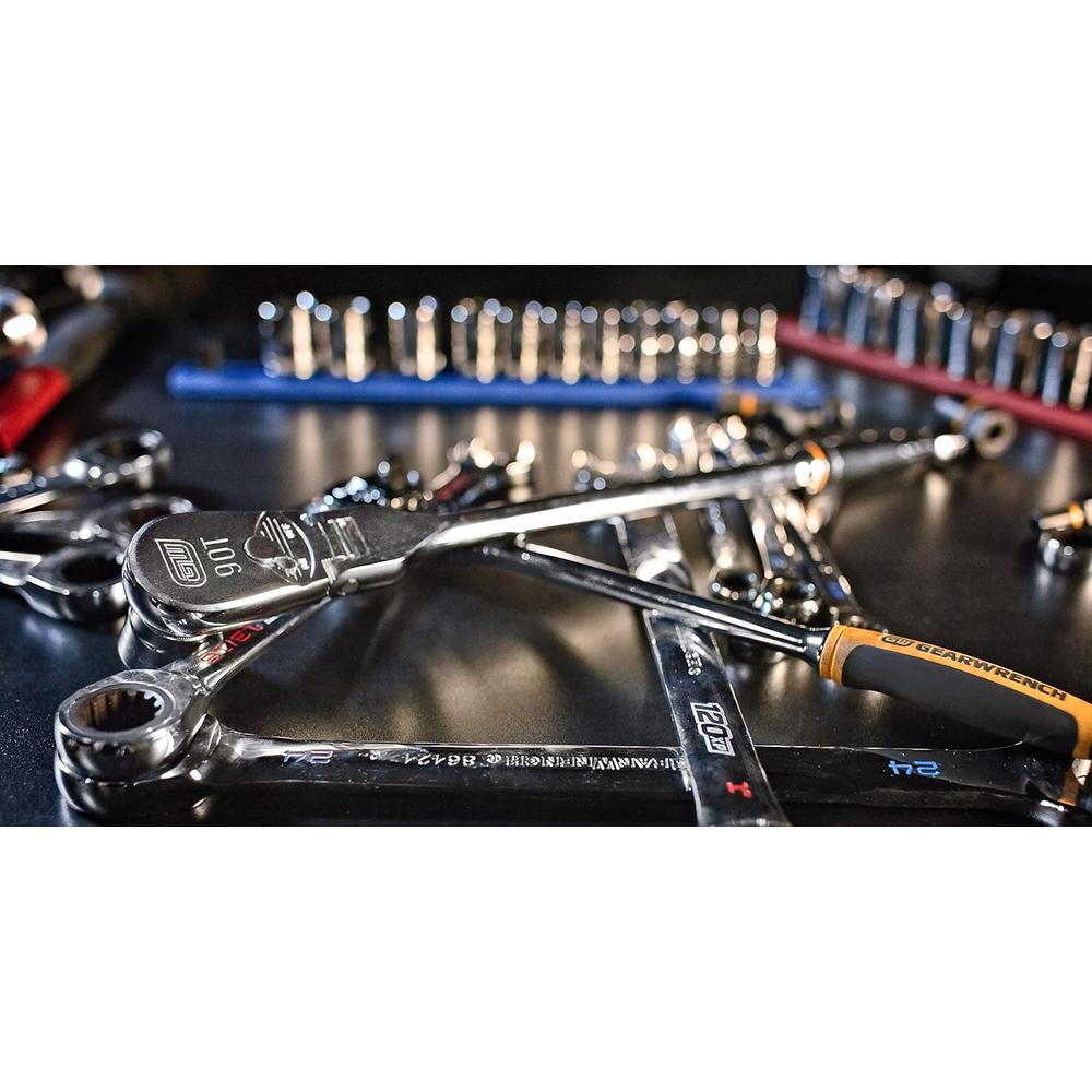 GearWrench 81362T 1/2" Drive 90-Tooth 17" Locking Flex Head Teardrop Ratchet