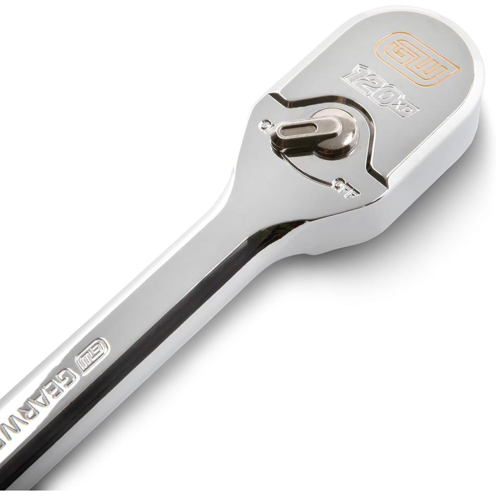 GearWrench 81364XP 1/2 Drive 120XP Full Polish Chrome Extra Long Handle Teardrop Ratchet