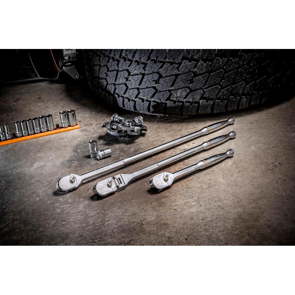 GearWrench 81364XP 1/2 Drive 120XP Full Polish Chrome Extra Long Handle Teardrop Ratchet