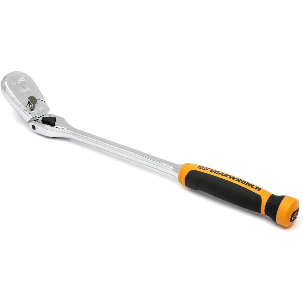 GearWrench 81371T 1/2" Drive 90-Tooth Dual Material Locking Flex Head Teardrop Ratchet, 17"