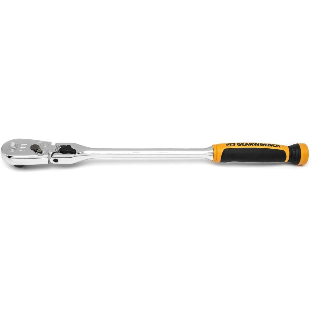 GearWrench 81371T 1/2" Drive 90-Tooth Dual Material Locking Flex Head Teardrop Ratchet, 17"