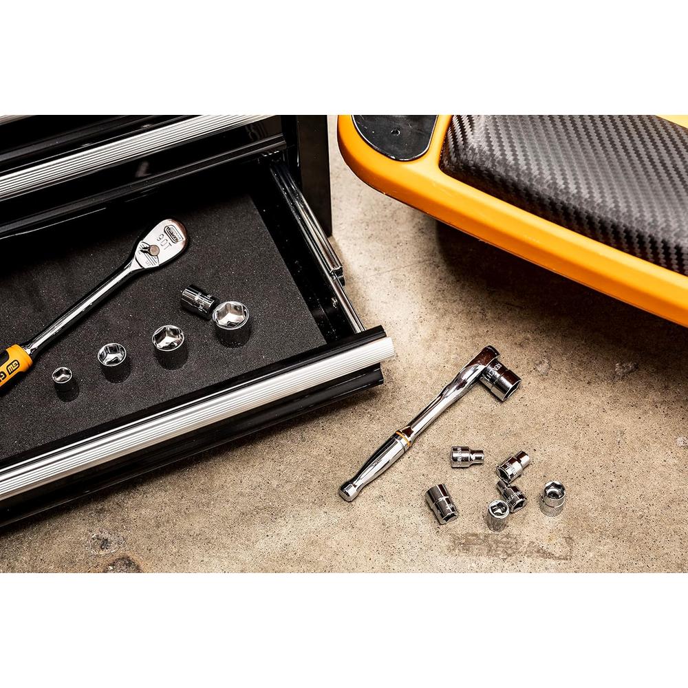 GearWrench 81394 12-pc 1/4" Drive 6 Point Stubby Socket Set Metric, 4-15mm