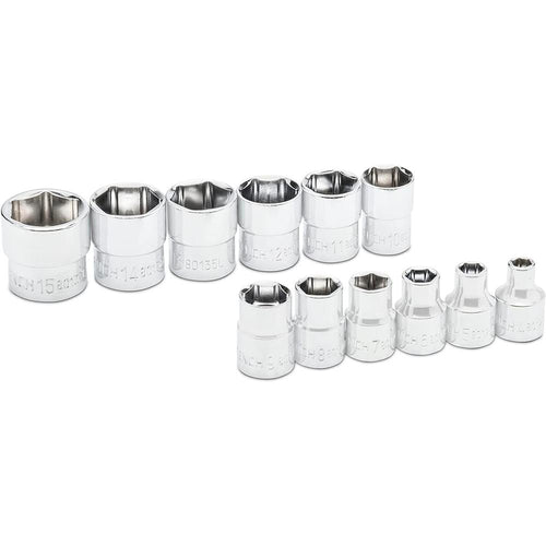GearWrench 81394 12-pc 1/4" Drive 6 Point Stubby Socket Set Metric, 4-15mm