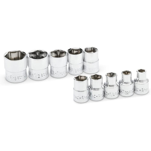 GearWrench 81395 10-pc 1/4" Drive 6 Point Stubby Socket Set SAE, 3/16"-9/16"