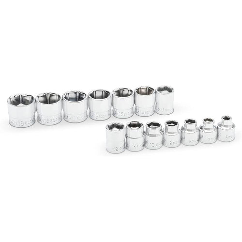 GearWrench 81396 STUBBY SOCKET SET, MM 6PT 3/8 DR 14PC