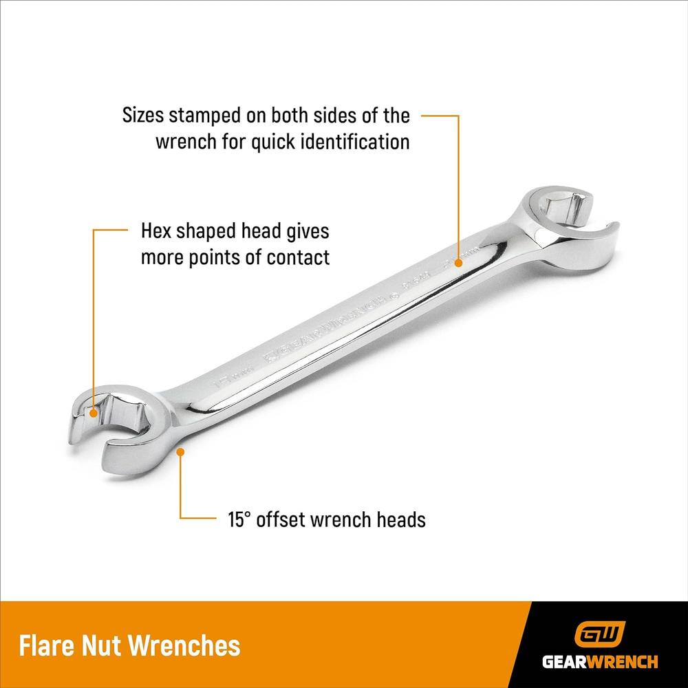 GearWrench 81907 6 Piece Flare Nut SAE Wrench Set