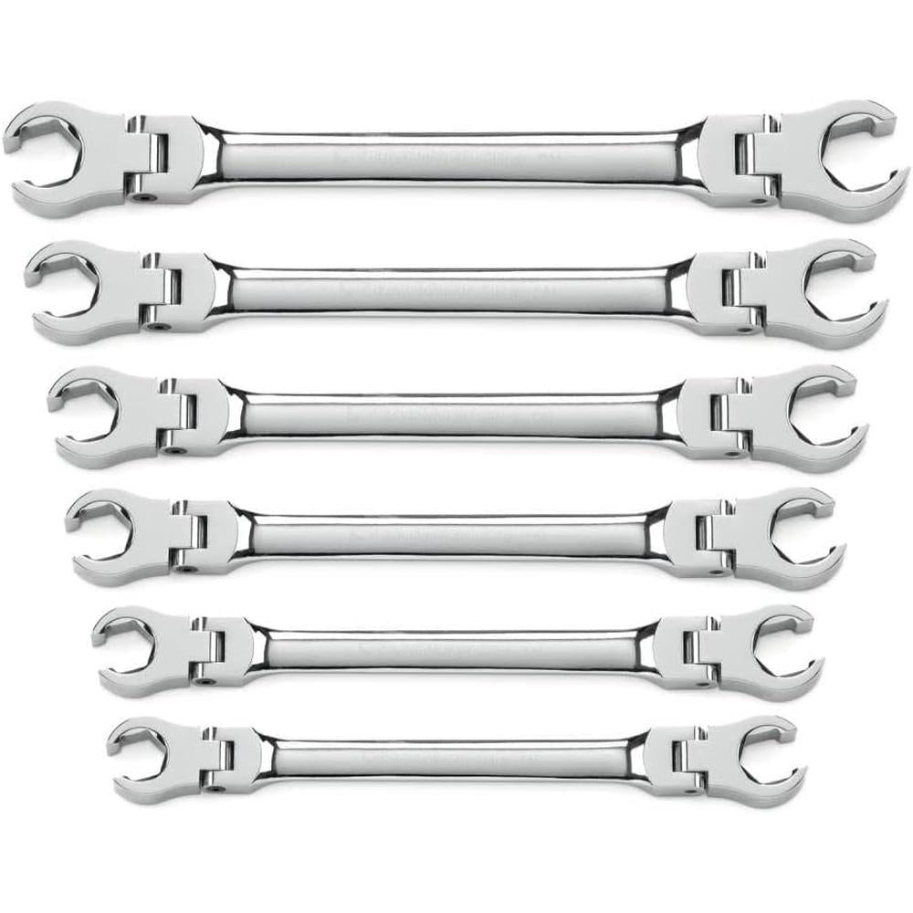 GearWrench 81911 6 Piece Flex Flare Nut Wrench Set Metric