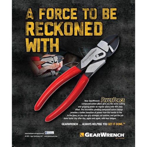GearWrench 82121 Pivotforce Long Nose Cutting Compound Action Pliers, 8"
