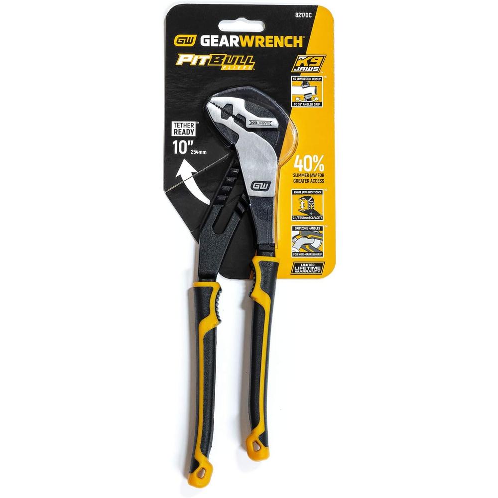 GearWrench 82170C 10" Pitbull K9™ Straight Jaw Dual Material Tongue and Groove Pliers