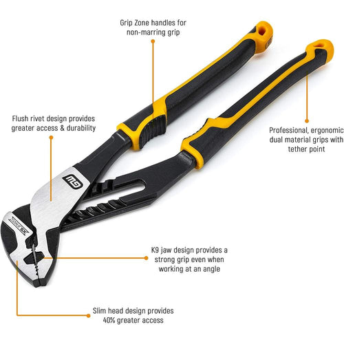 GearWrench 82171C 12" Pitbull K9 Straight Jaw Dual Material Tongue and Groove Pliers