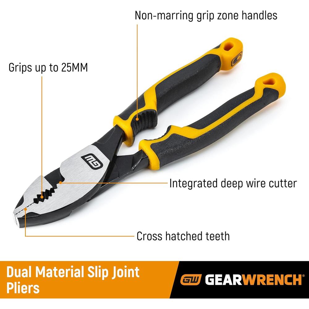 GearWrench 82175C 8" Pitbull Dual Material Slip Joint Pliers