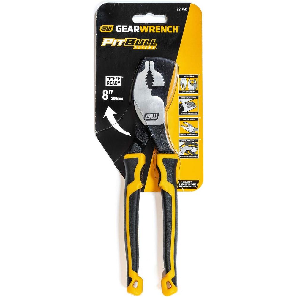 GearWrench 82175C 8" Pitbull Dual Material Slip Joint Pliers