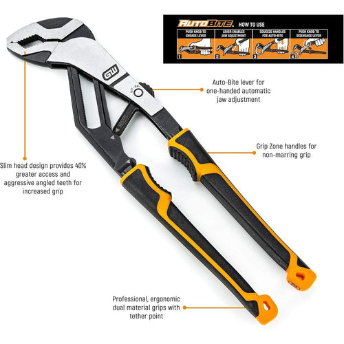 GearWrench 82594C 4-Piece Pitbull Auto-Bite Tongue & Groove Dual Material Pliers Set