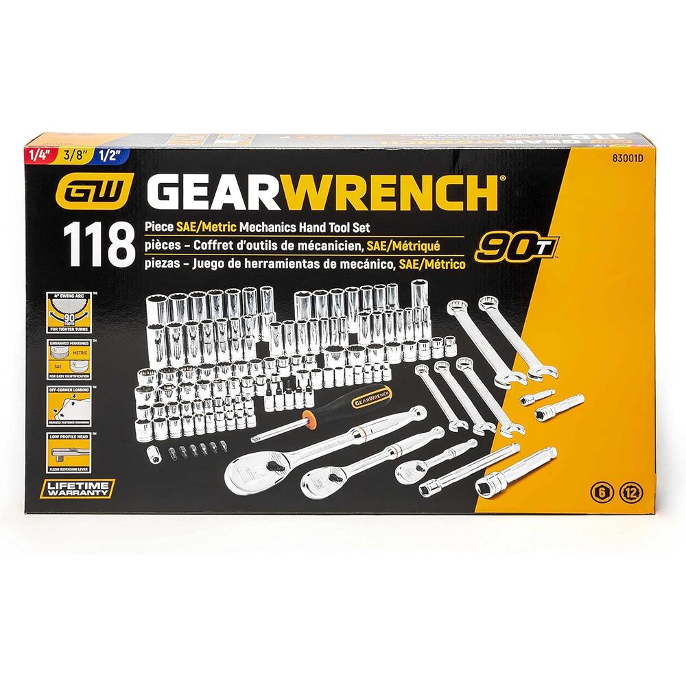 GearWrench 83001D SET SKT SAE/MET 1/4,3/8,1/2 118PC