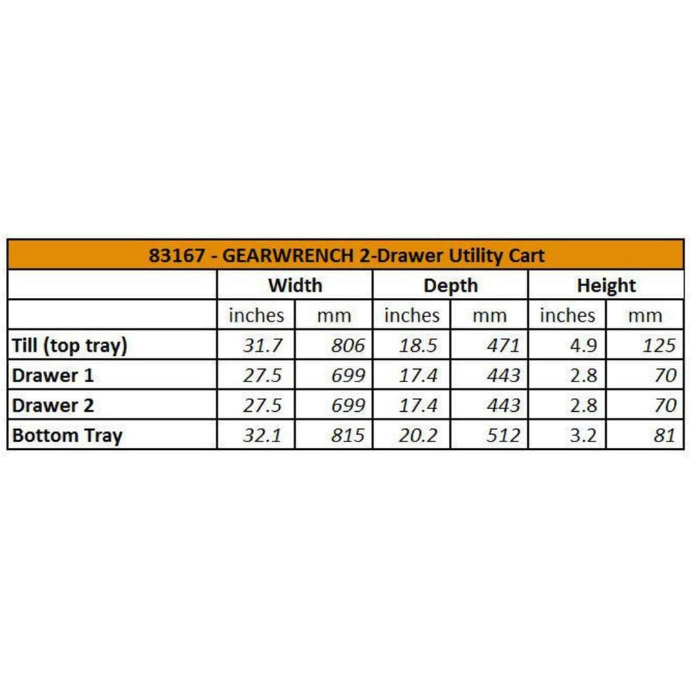 GearWrench 83167 CART TL 2DRW