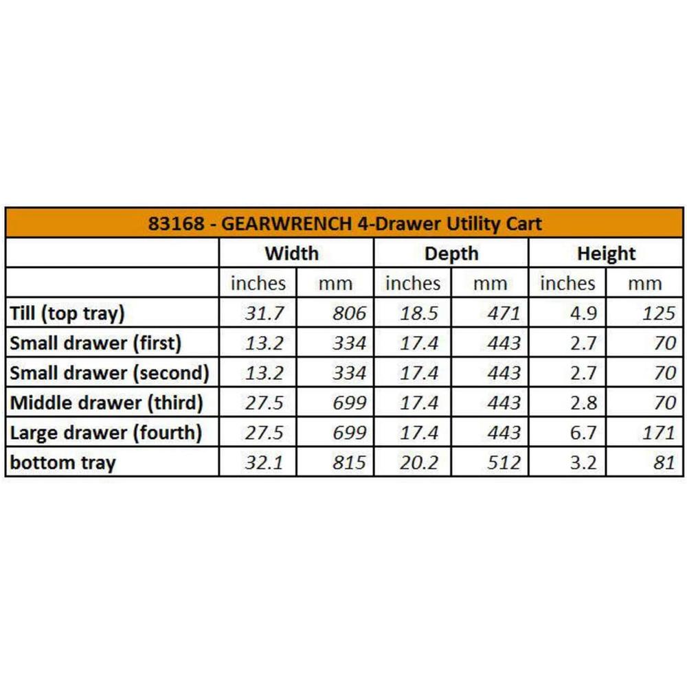 GearWrench 83168 CART TL 4DRW