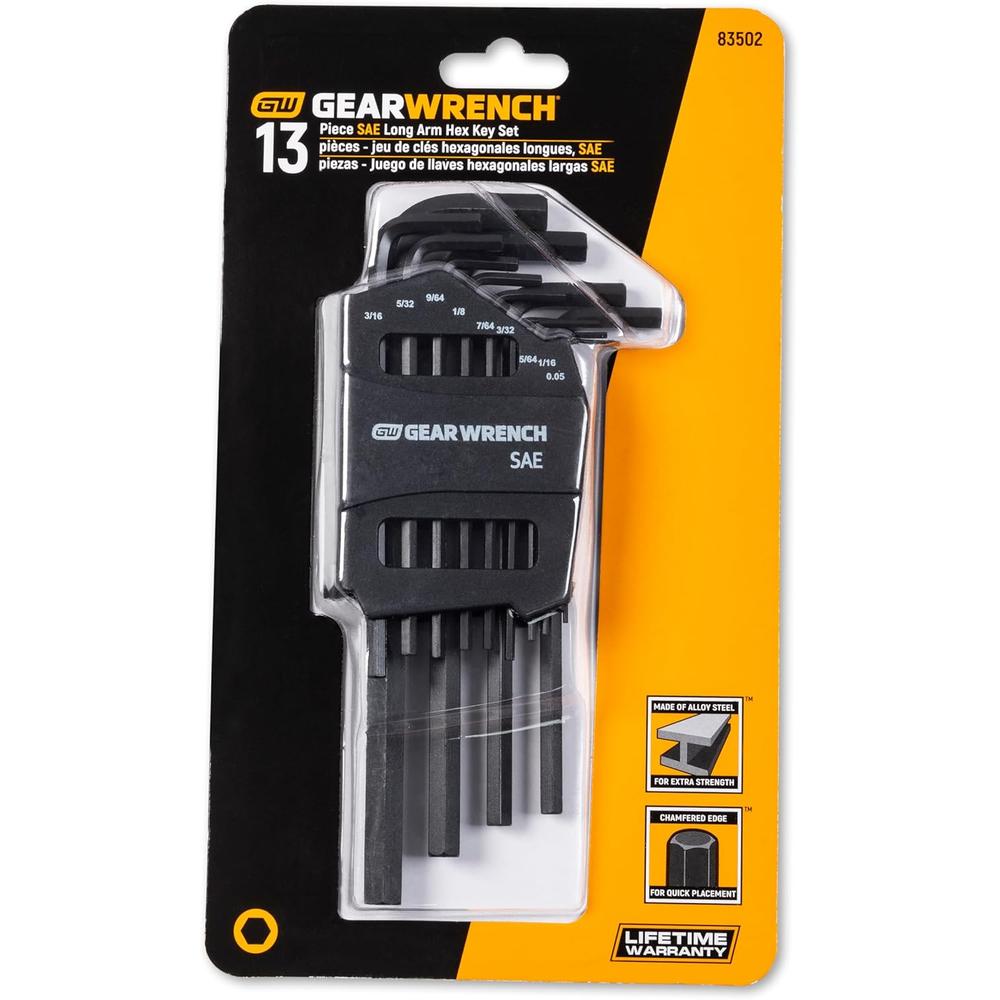 GearWrench 83502 13-Piece SAE Long Arm Hex Key Set