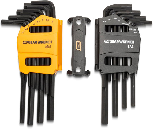 GearWrench 83504 26pc SAE/Metric Long Arm Hex L-Key Set, 0.05" – 3/8", 1.5mm – 10mm