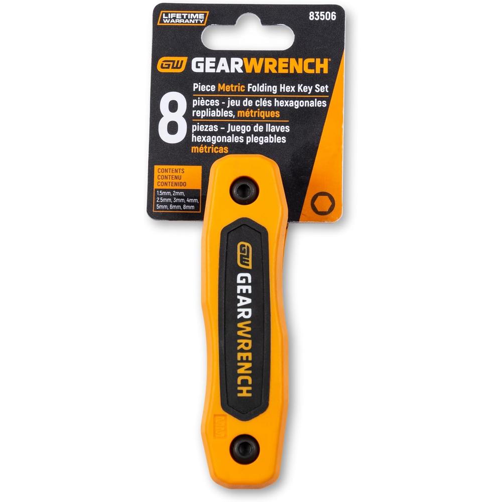 GearWrench 83506 8-Piece Metric Folding Hex Key Set