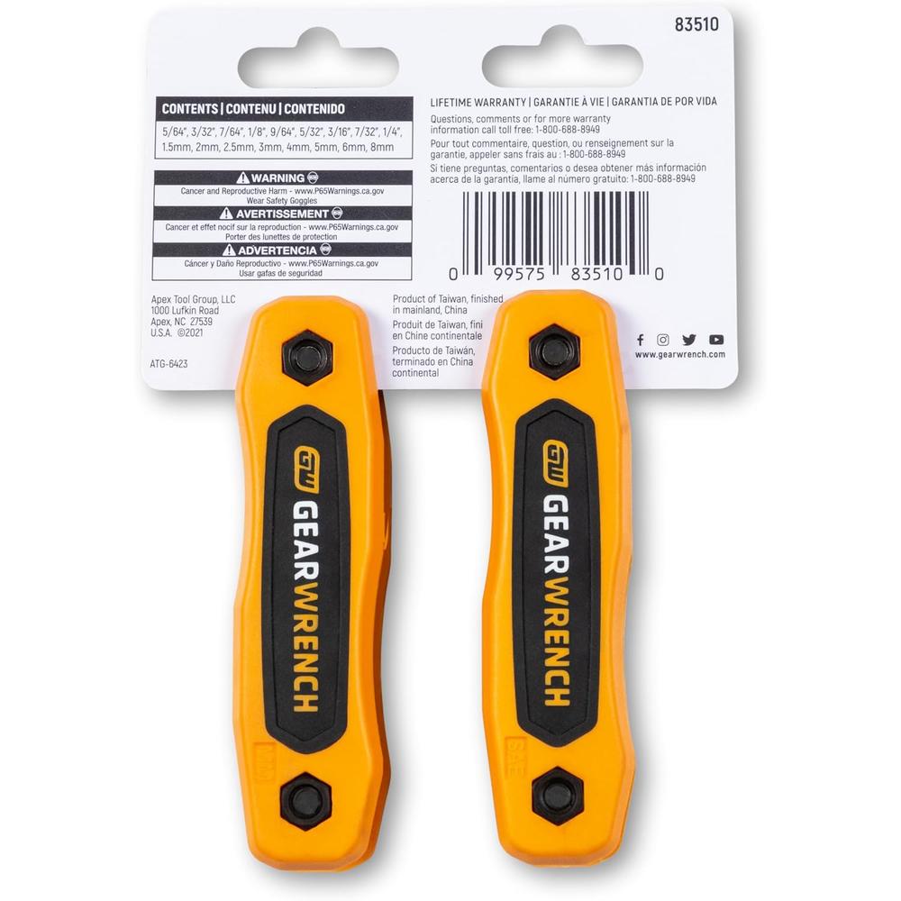 GearWrench 83510 17-Piece SAE/Metric Folding Hex Key Set