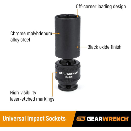 GearWrench 84385N 3/8" DR 6PT DEEP UNIV SOCKET 19MM