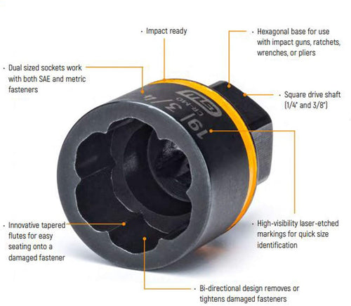 GearWrench 84782 8pc 1/4" & 3/8" Drive Bolt Biter Impact Extraction Socket Set - MPR Tools & Equipment