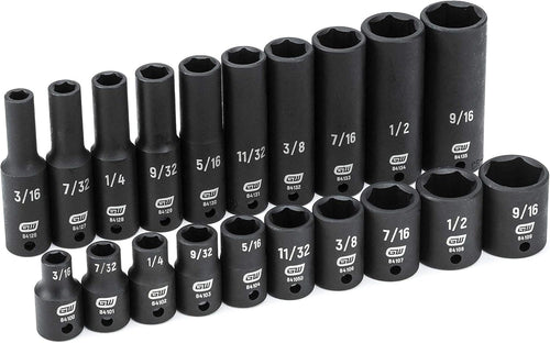 GearWrench 84900 20 Pc. 1/4" Drive 6 Point Standard & Deep Impact Sae Socket Set