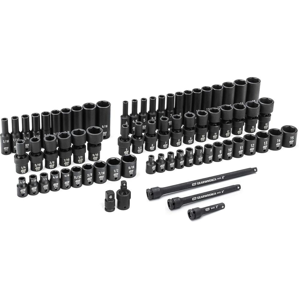 GearWrench 84903 1/4-Inch Drive Impact Socket Set SAE/Metric, 71-Piece