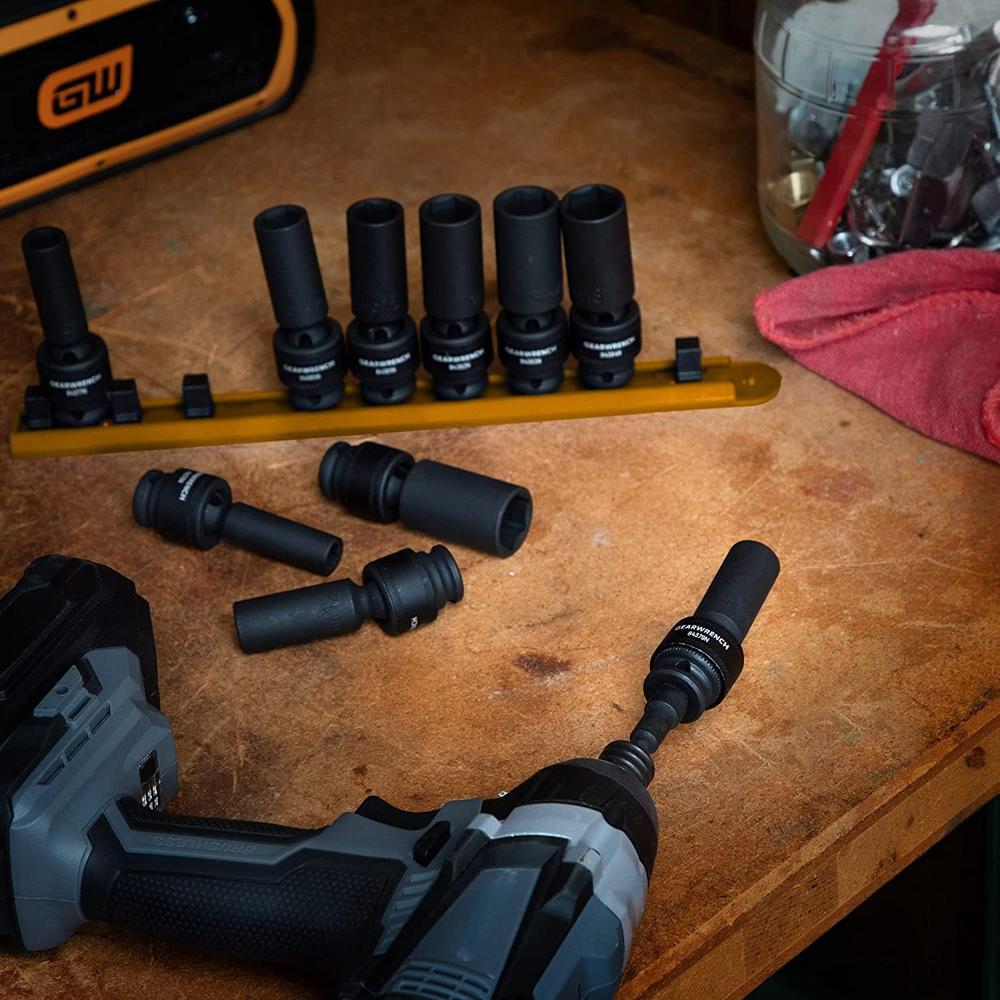 GearWrench 84924N 10 Pc. 3/8 Inch Drive 6 Pt. Deep Universal Impact Socket Set, Metric